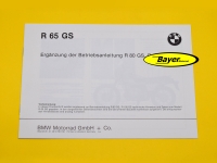 Doplněk k návodu k obsluze, BMW R65GS