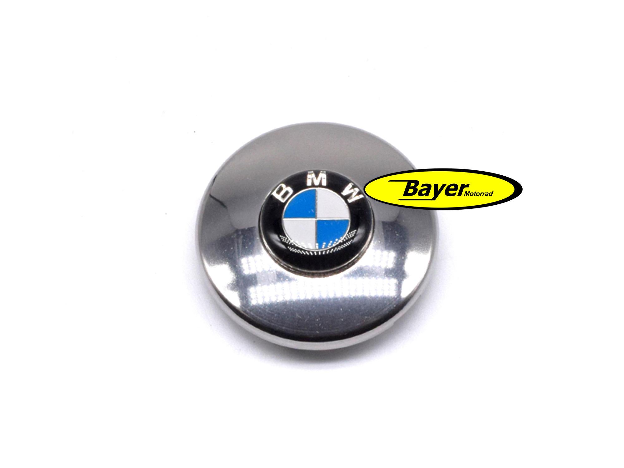 Stainless Swingarm pivot cover with BMW emblem, BMW R2V Boxer models